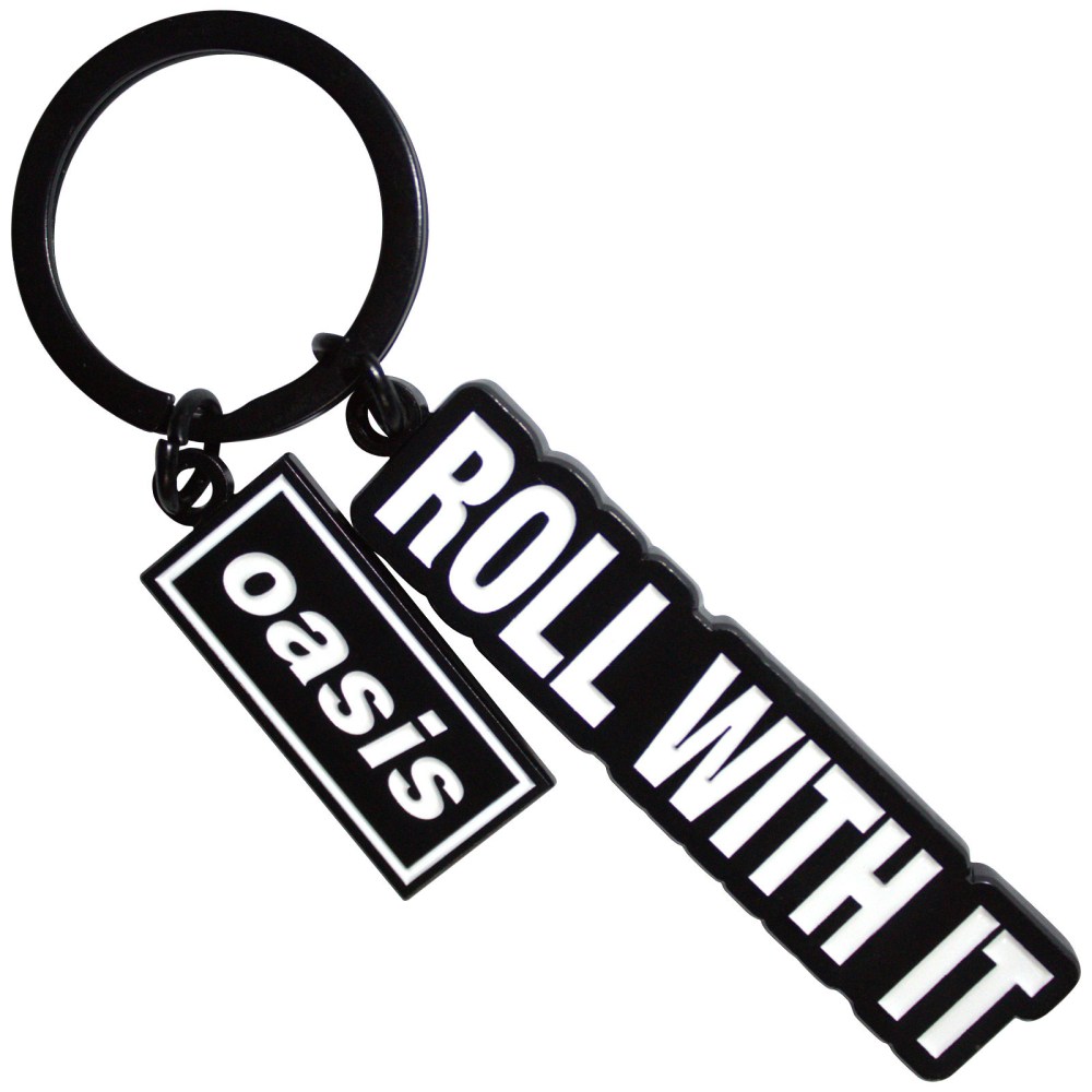 Oasis - Roll With It Decca Logo Charm Keychain - Black/White